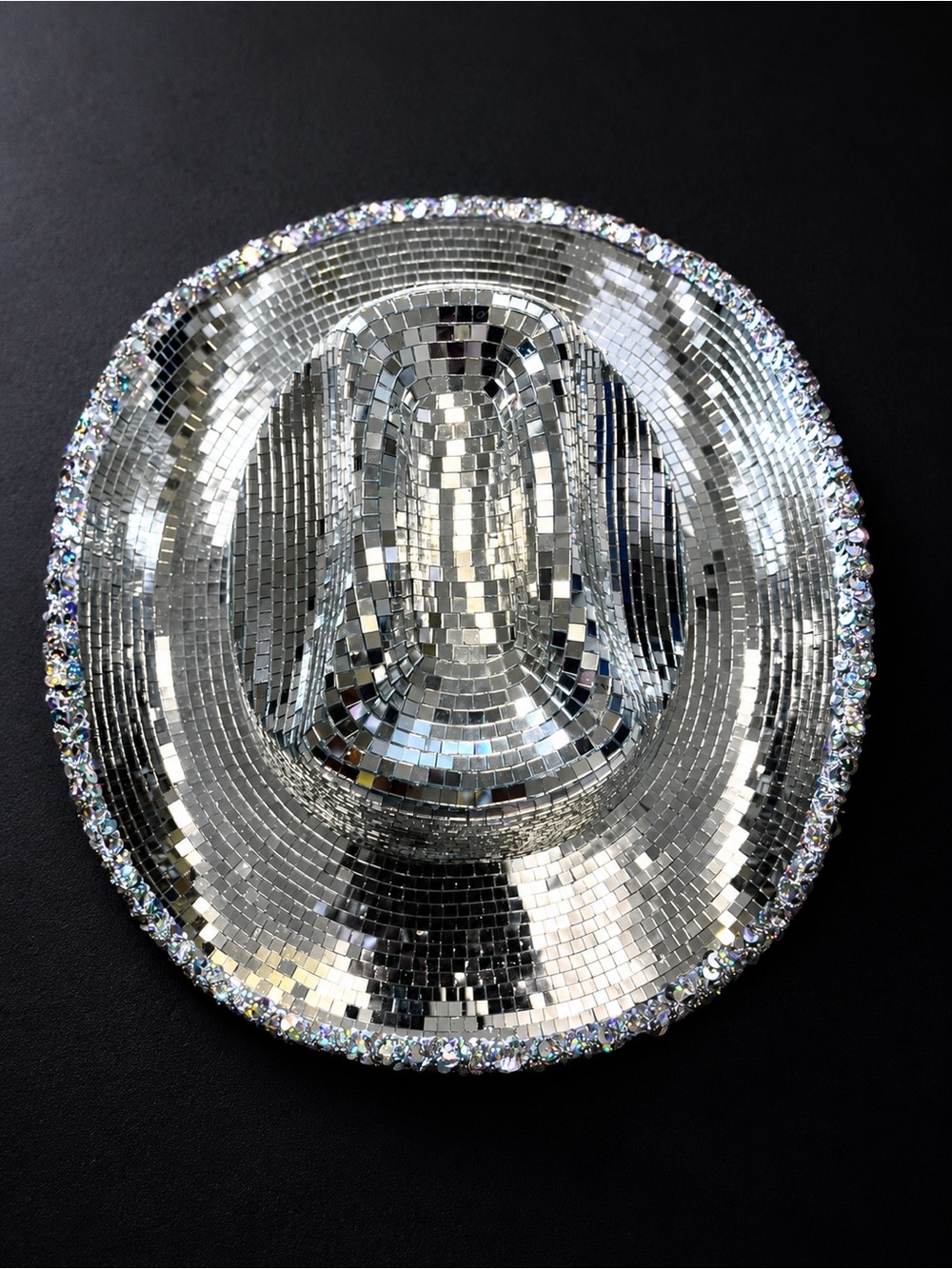 Kbw Silver Mirror Ball Disco Cowboy Hat Women Statement Western Party Rockstar